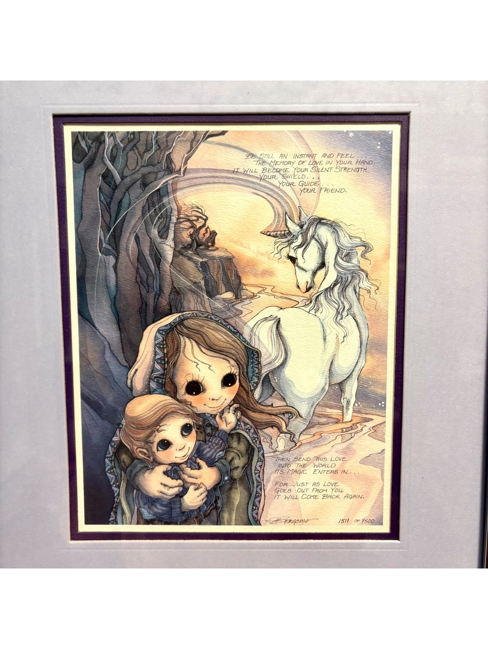 Jody Bergsma “Love” Signed Limited Edition Lithograph Unicorn Children Decor